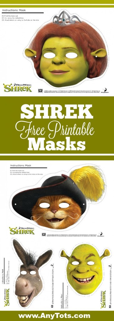 Shrek Photo Booth Props: Free Printable Shrek Mask - Any Tots