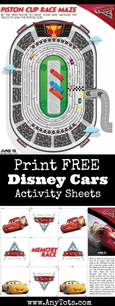 Disney Cars Free Printable Activity Sheets