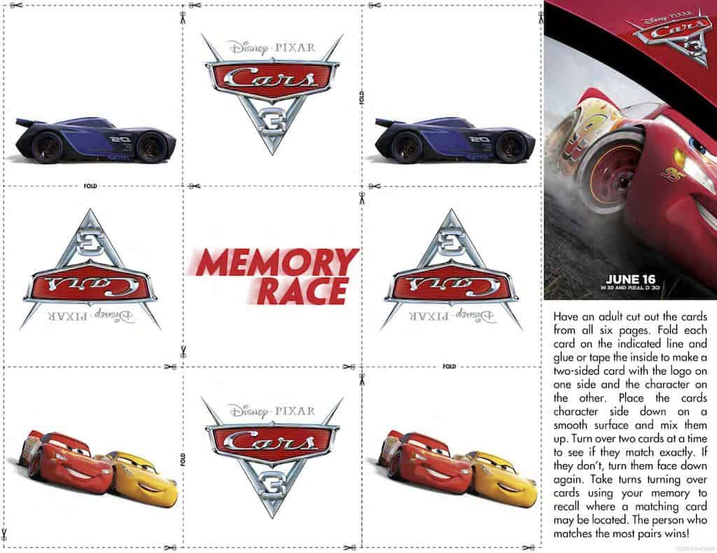 disney cars memory game