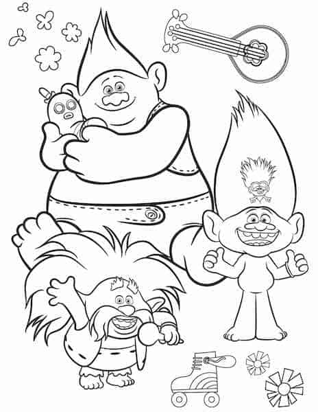 free printable trolls world tour coloring pages  party