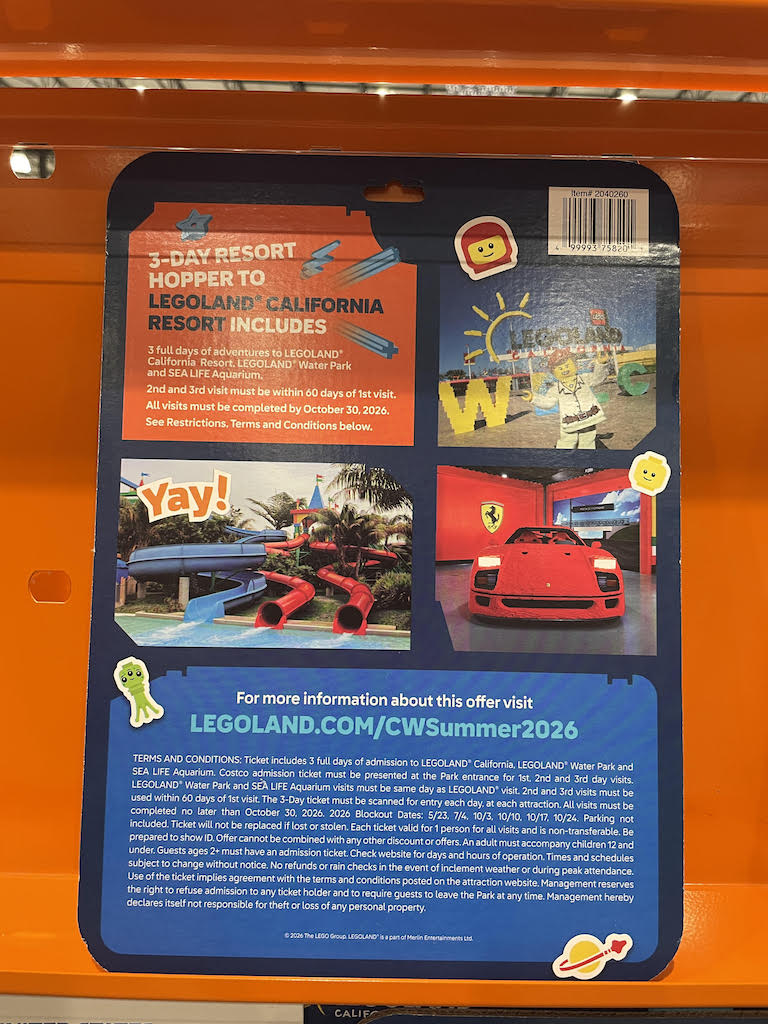 Legoland Costco Tickets Terms and Conditions